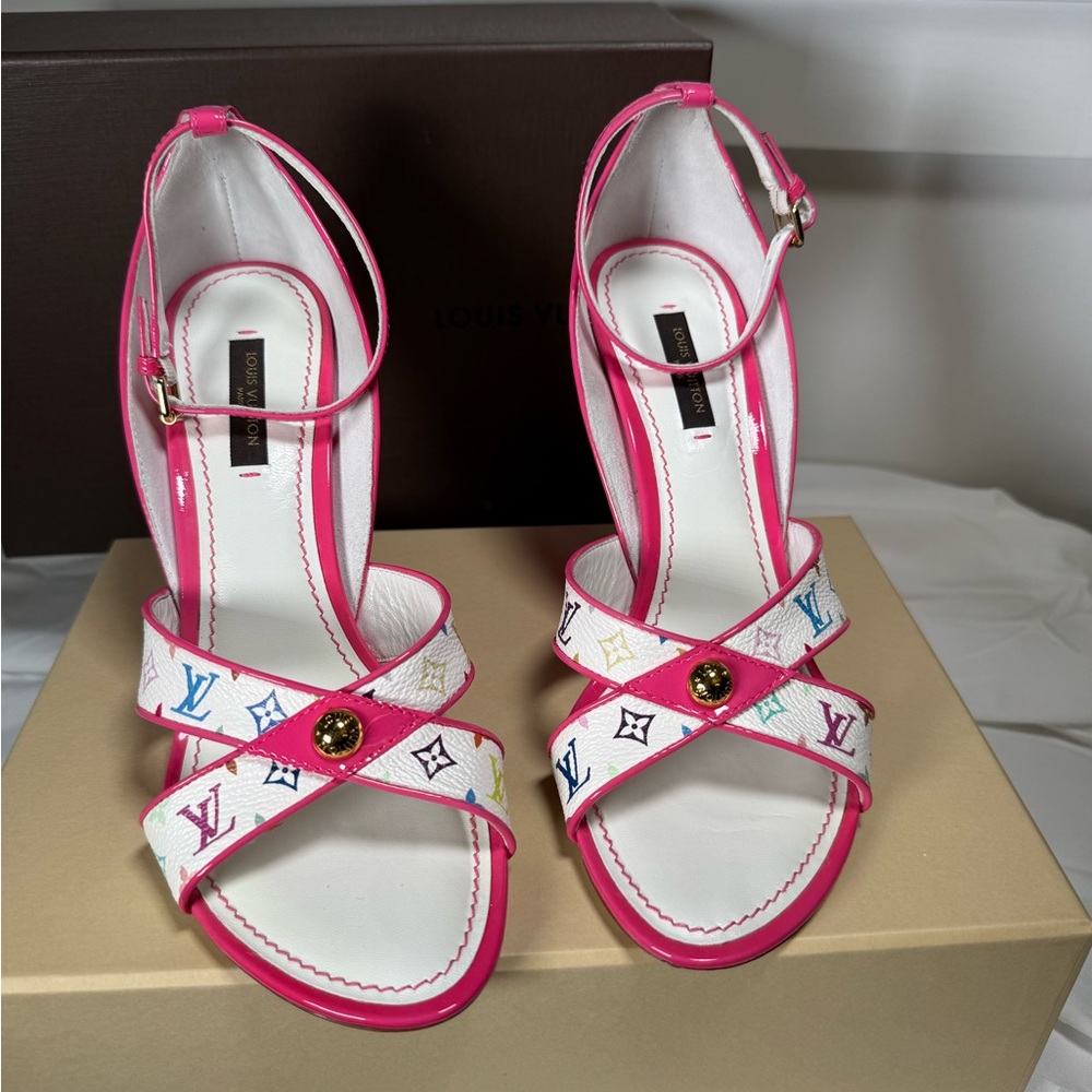 Vintage Louis Vuitton x Takashi Murakami 2009 Wedge Sandals - RARE Size 7.5